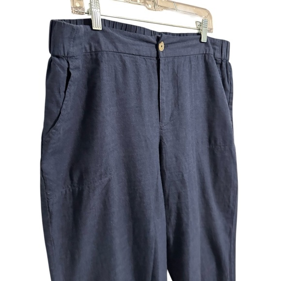 Liz Claiborne Vintage Linen Blend Relaxed Lagenlook Classic Navy Blue Pants PXL - Picture 4 of 12